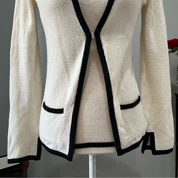 NEW Bebe Two Tone Contrast Boucle Knit Cardigan Sweater Colorblock Twin Set S - Picture 9 of 16